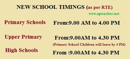 AP New School Timings to all High Schools, UP Schools, Primary Schools of AP 