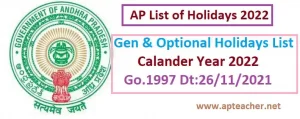 Go.1963 General, Optional Holidays List 2022 of AP 