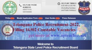 Telangana Police Recruitment-2022, Filling 16302 Constable Vacancies