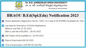 Dr.BRAOU B.Ed(SE) Notification 2023, Entrance Test, Schedule, How to Apply Online