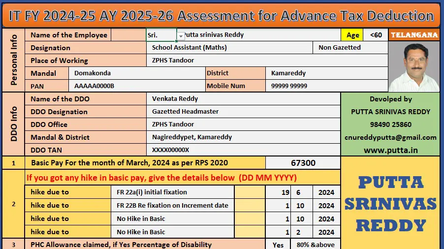 Putta Income Tax Software 2024-25 Download Excel