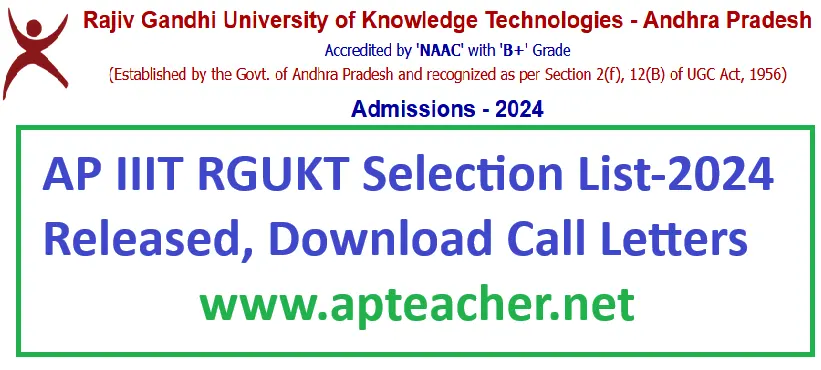 AP IIIT RGUKT Selection List 2024, Call Letters Released @admissions24.rgukt.in
