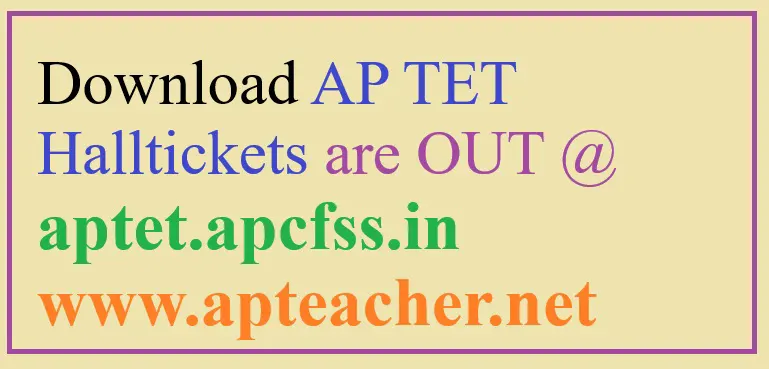 Download AP TET-2024 Halltickets @ aptet.apcfss.in