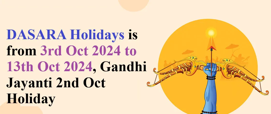 AP Schools DASARA Holidays is from 3rd October 2024