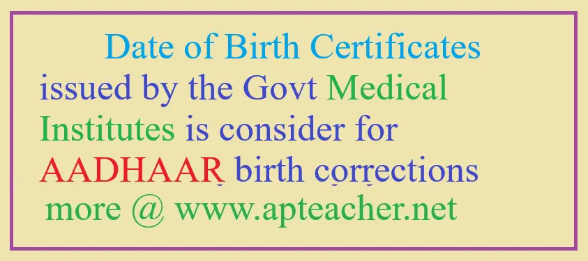 Date of Birth Corrections in AADHAAR, APAAR 