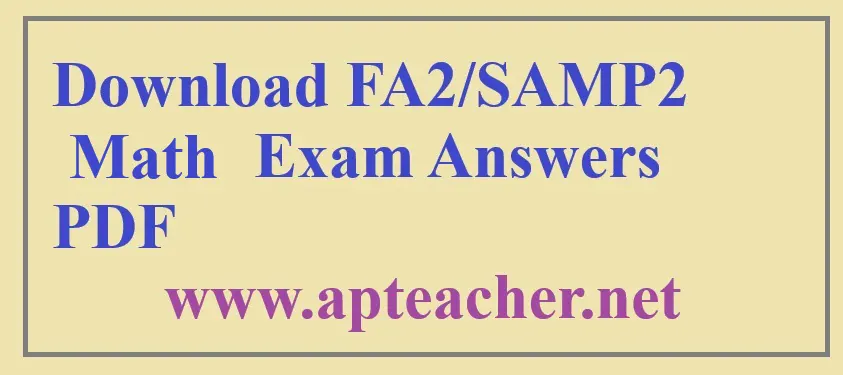 FA2 Self Assessment Math Exam Answer Key Sheet