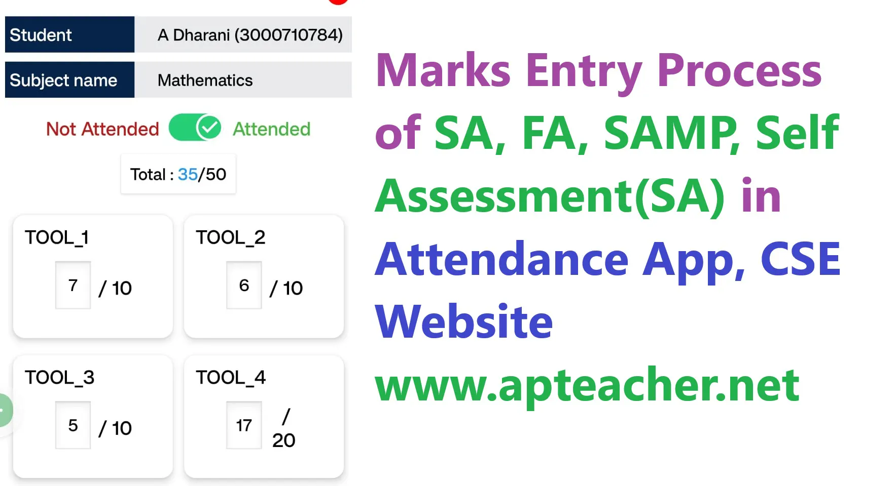 CSE, Attendance App Mark Entry Steps FA, SA, SAMP